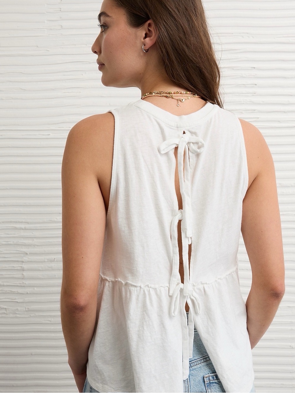 American Eagle 100% Cotton Tie Back Top White Medium NWT